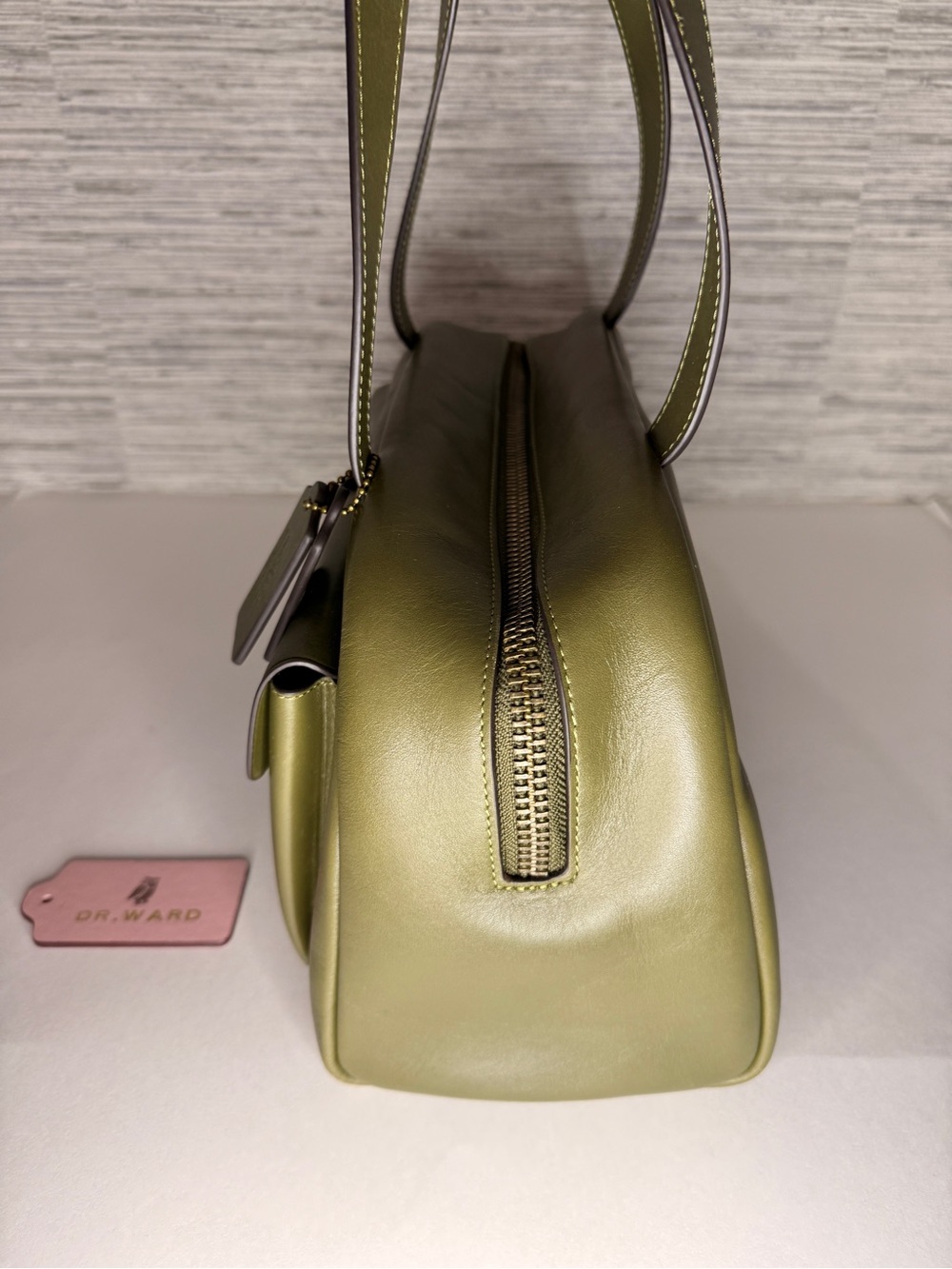 NWOT Coach Twin Turnlock Olive Green Leather Shoulder Bag - Picture 4 of 6